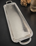 Luxury rectangular silver serving tray for premium hotel and wedding buffet setups
