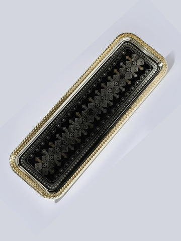 Cosmopolitan Geometric Long Serving Tray | Luxury Gold & Silver Tone Console Platter