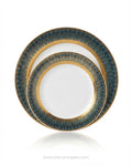 Luxury Porcelain Dinner Plate Set of 6, Hotel Commercial Porcelain Tableware Bulk, Gold Rimmed Dessert Plate 8 Inch Set, Green and Gold Catering Plates Pack, Fine Dining Porcelain Dinnerware Set, 10.5 Inch Commercial Dinner Plate 6 Pack, Special Event Catering Plates Set, Luxury Wedding Banquet Dinnerware Bulk, High-End Hotel Serving Plates, 6 Piece Porcelain Charger Plate Set