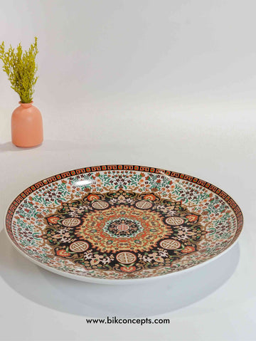 Black Multi-Color Turkish Mandala Plate - 14-18" Porcelain Serving Platter