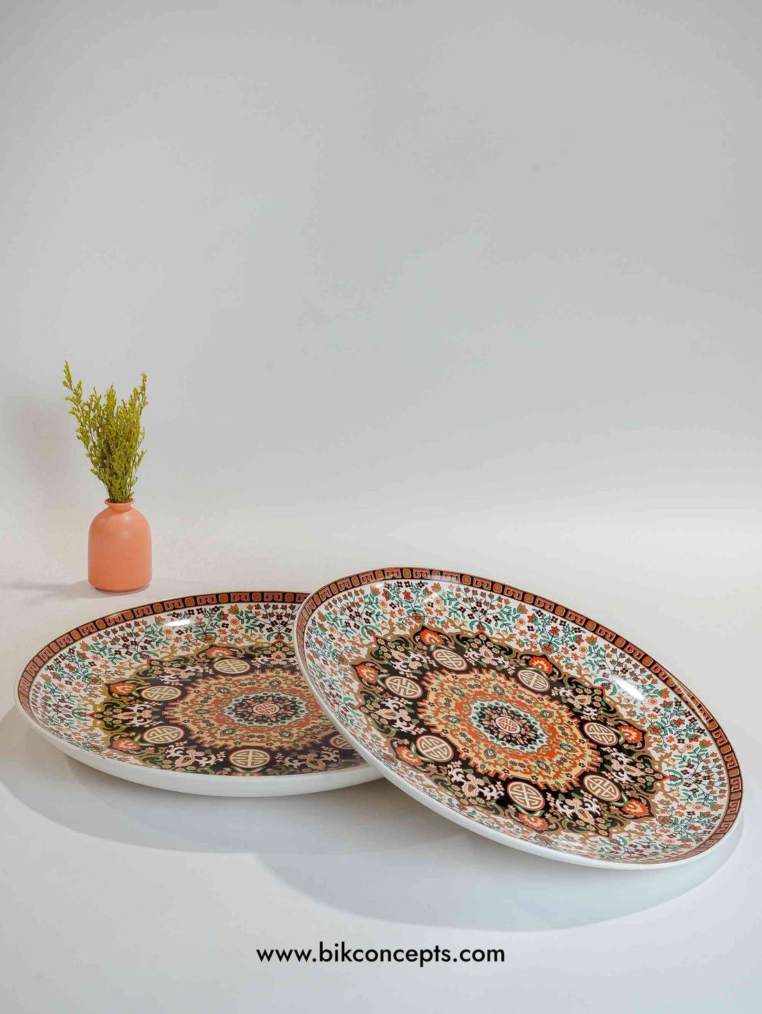 Black Multi-Color Turkish Mandala Plate - 14-18" Porcelain Serving Platter