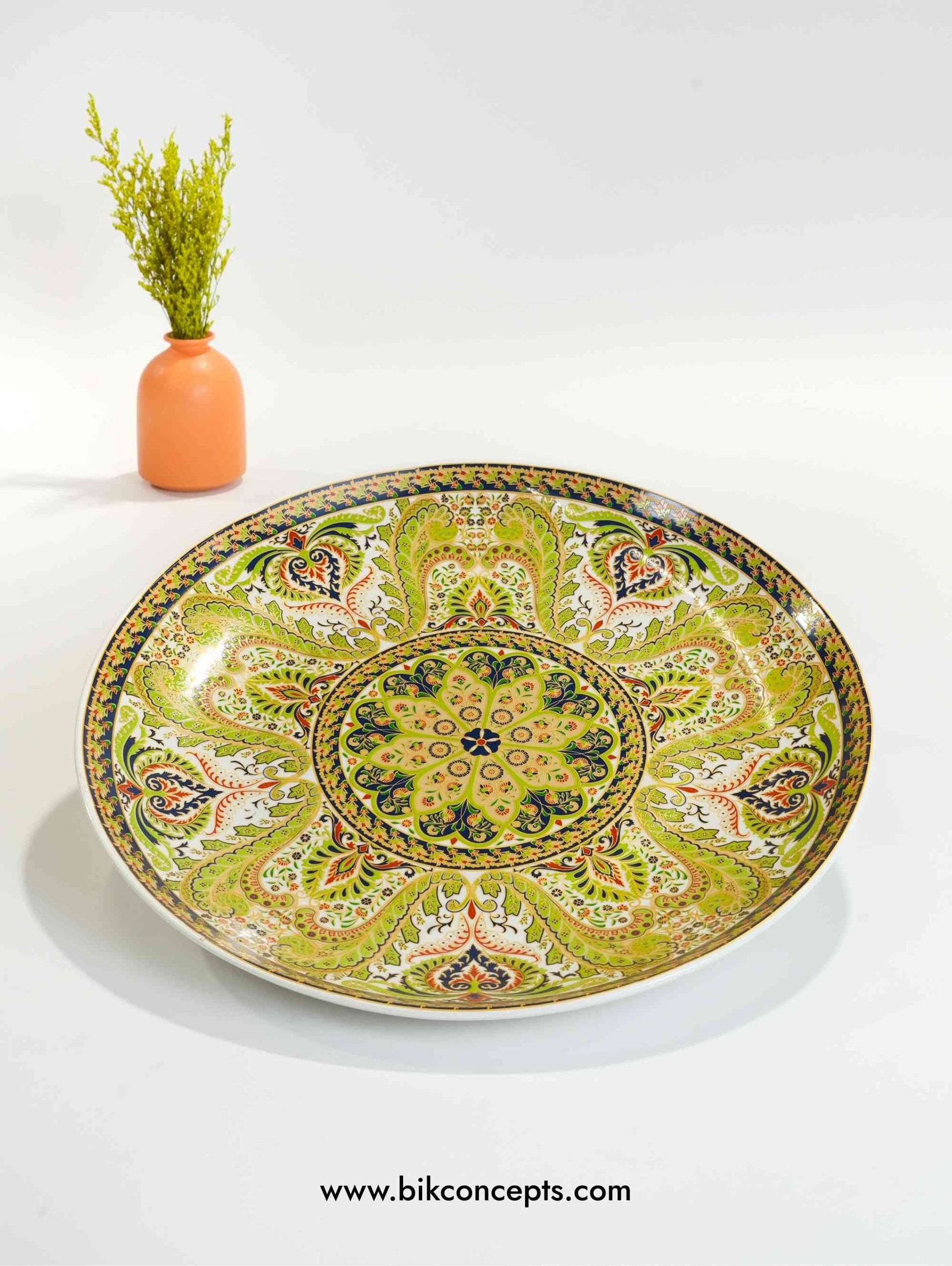 Turkish Mandula plate, green mandala platter, decorative wall hanging plate