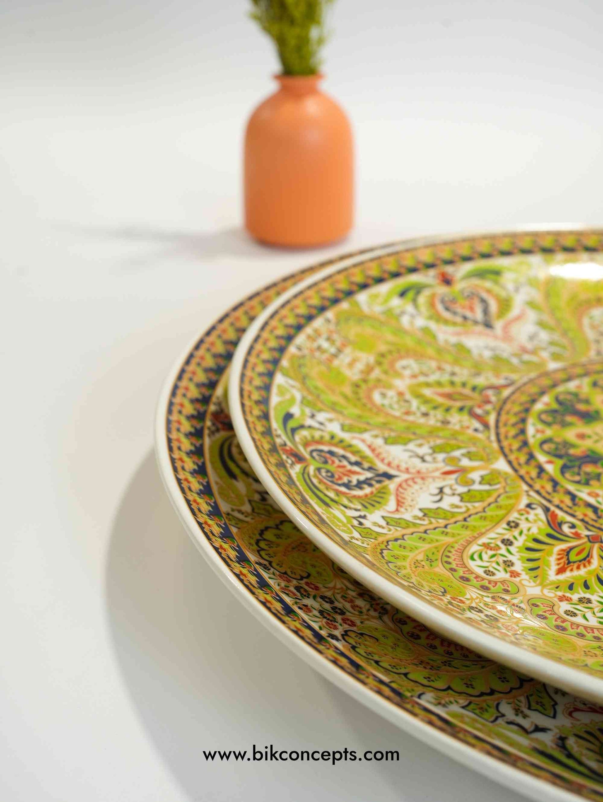 emerald green serving tray, handcrafted ceramic art, large round platter, Mediterranean home decor
