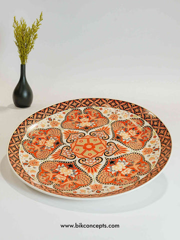 Red Multi-Color Turkish Mandala Plate - 14-18" Luxury Porcelain Decor