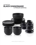 Midnight Black Porcelain Dinnerware Bundle, Black Dinner Plate Set for 6 Persons, Matte Black Porcelain Dishware Collection, Curated Black Ceramic Table Setting Set, Modern Dark Aesthetic Dinnerware Bundle, 32 Piece Black Porcelain Dining Service, Black Soup Bowls and Cups with Saucers, Black Porcelain Serving Dishes Set