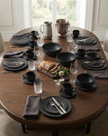 Midnight Black Porcelain Dinnerware Bundle, Black Dinner Plate Set for 6 Persons, Matte Black Porcelain Dishware Collection, Curated Black Ceramic Table Setting Set, Modern Dark Aesthetic Dinnerware Bundle, 32 Piece Black Porcelain Dining Service, Black Soup Bowls and Cups with Saucers, Black Porcelain Serving Dishes Set