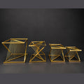 Gold Wire Twisted Buffet Riser, Geometric Metal Food Display Stand with Glass Top, Luxury Buffet Riser for Hotel Catering, Gold Spiral Wire Display Pedestal, High End Event Dessert Stand, Decorative Geometric Food Riser, Square Gold Buffet Stand XL Large Medium Small, Modern Wedding Catering Elevation Stand, Gold Metal Wire Display Riser, Luxury Tabletop Buffet Risers
