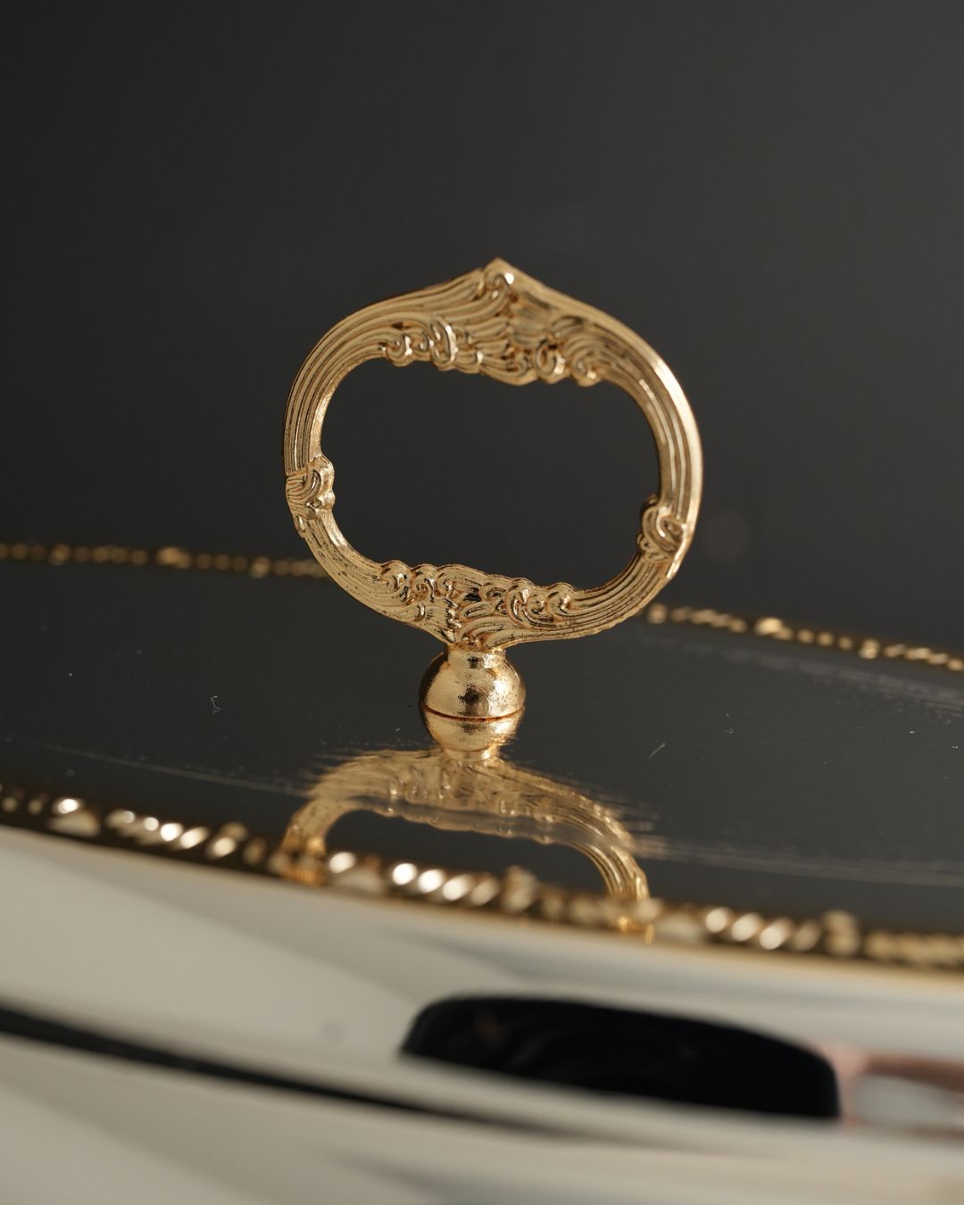 ornate serving platter, gold accent serving dish, silver serving platter, gold serving platter, luxury entertaining tableware, elegant food presentation, holiday serving platter, dinner party serving dish, formal dinner serving platter, serving platter for roasts, serving platter for rice, serving platter for whole fish, luxury centerpiece serving dish, high end serving ware, premium entertaining dish, 23 inch oval serving dish, BIK Concepts serving dish