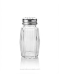 Commercial Paneled Glass Salt Shakers 12 Pack, Stainless Steel Top Glass Salt Dispenser, 3 Inch Traditional Restaurant Salt Shaker, Hotel Table Condiment Shaker Set, Catering Service Glass Pepper Shakers, Bulk Clear Glass Seasoning Dispensers