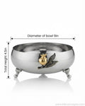 9 Inch Stainless Steel Footed Bowl, Luxury Pomegranate Centerpiece Bowl, High End Decor Bowl for Home, Botanical Metal Server for Catering, Silver Footed Serving Basin, Premium Catering Food Presentation USA, Designer Tabletop Centerpiece Vessel, Antique Gold and Silver Fruit Bowl, Luxury Wedding Tableware, Decorative Metal Bowl for Console
