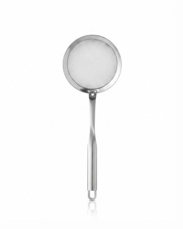 Stainless Steel Skimmer Strainer 4 Inch, Fine Mesh Fat Skimmer with Solid Handle, Commercial Oil Filter Skimmer Spoon, Hotel Kitchen Stainless Strainer, Catering Grade Sauce and Juice Strainer, Silver Metal Mesh Foam Skimmer, Professional Broth Strainer 12 Inch, Heavy Duty Handheld Skimmer Strainer, Stainless Steel Tea and Juice Filter, Compact Kitchen Mesh Skimmer