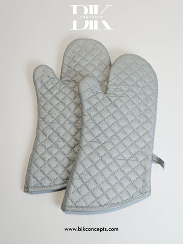 Quilted Oven Mitts - Full Forearm Protection (Silver/Grey)