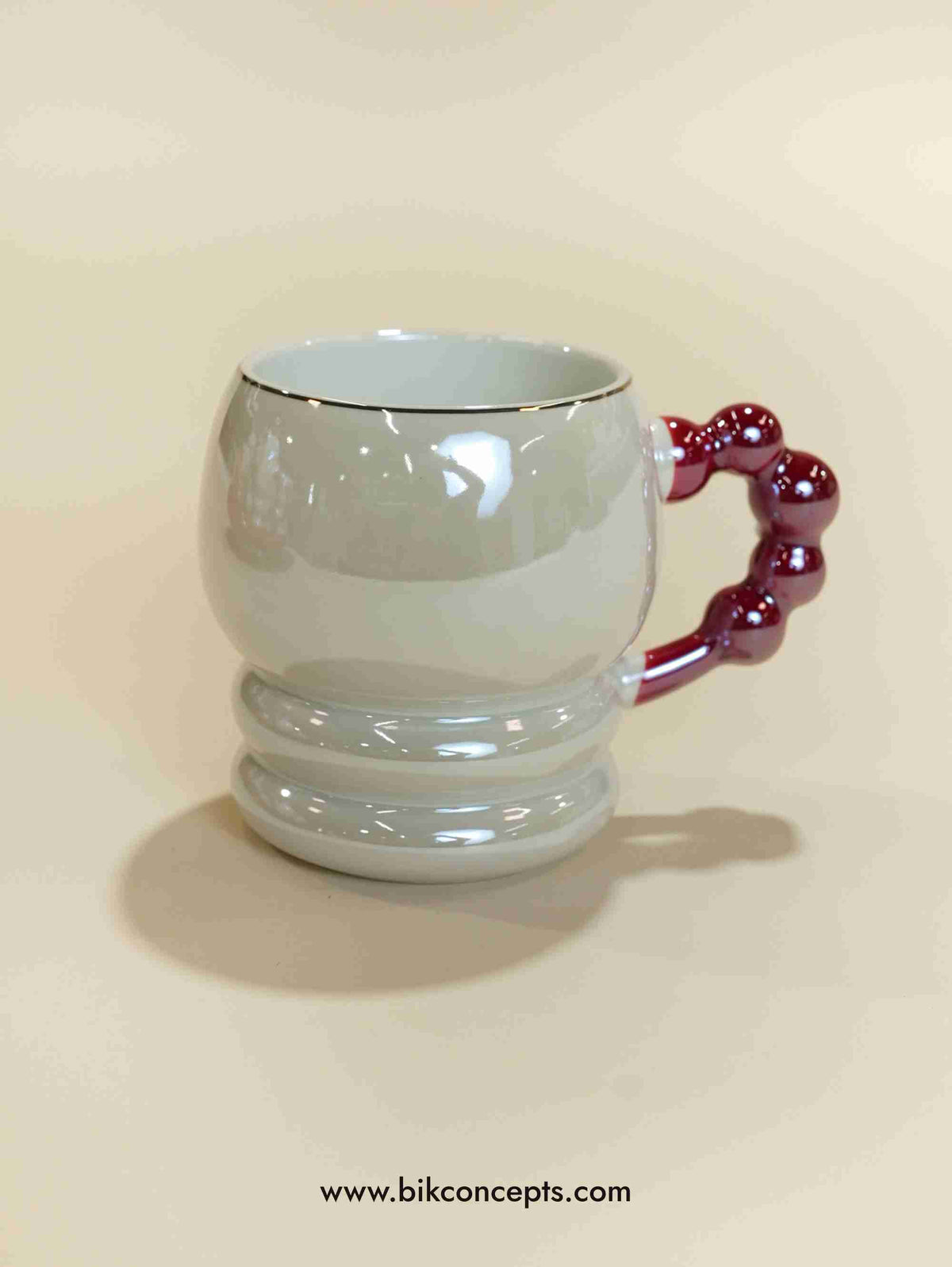 Bow Color Tea Red Ruby Bow Porcelain Tea Set - Pearl Handle 8-Piece Luxury Collection