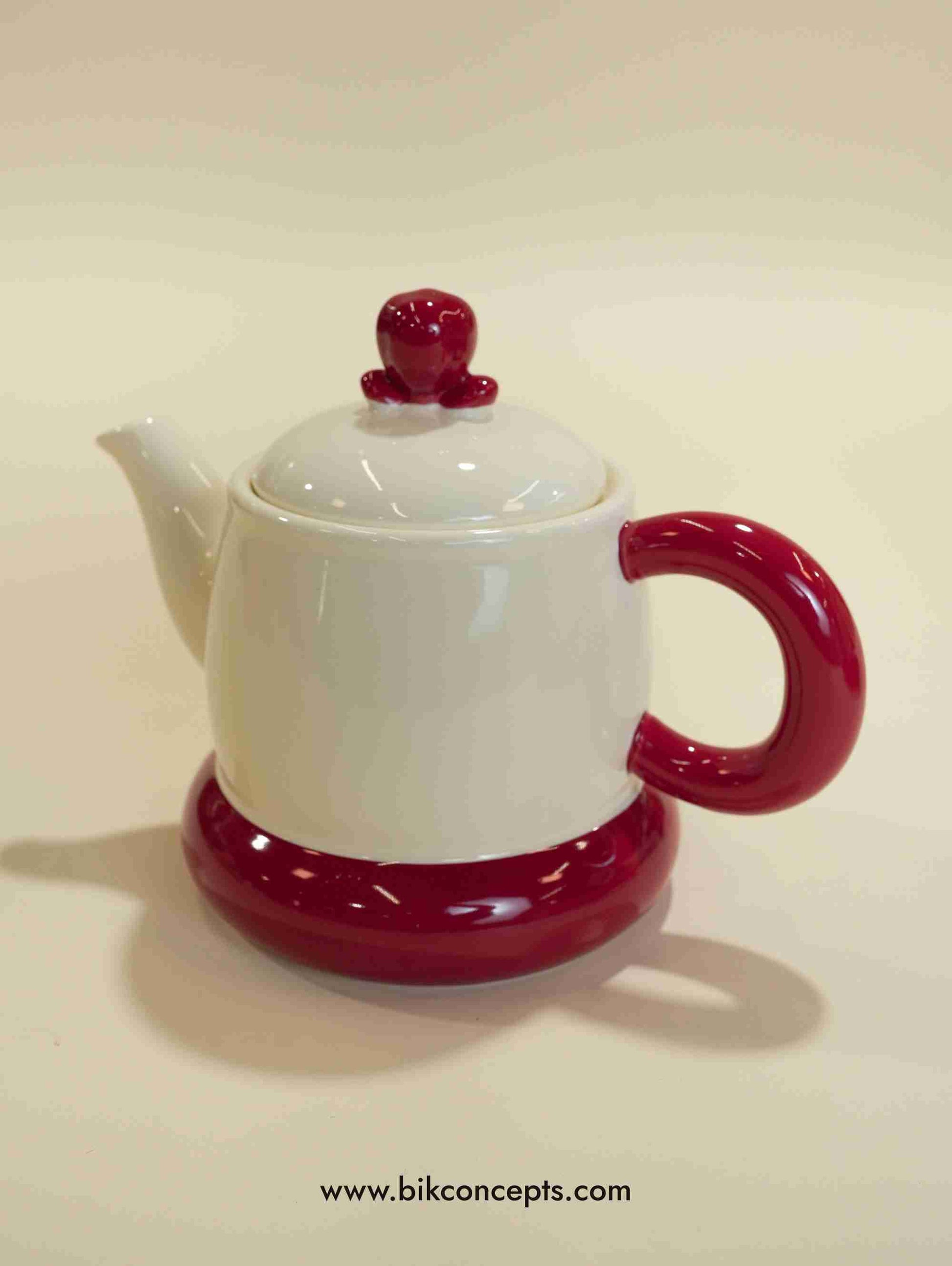 Modern Red Tea Set Red & White Porcelain Tea Set - 8 Piece 1.5L Kettle with Serving Tray