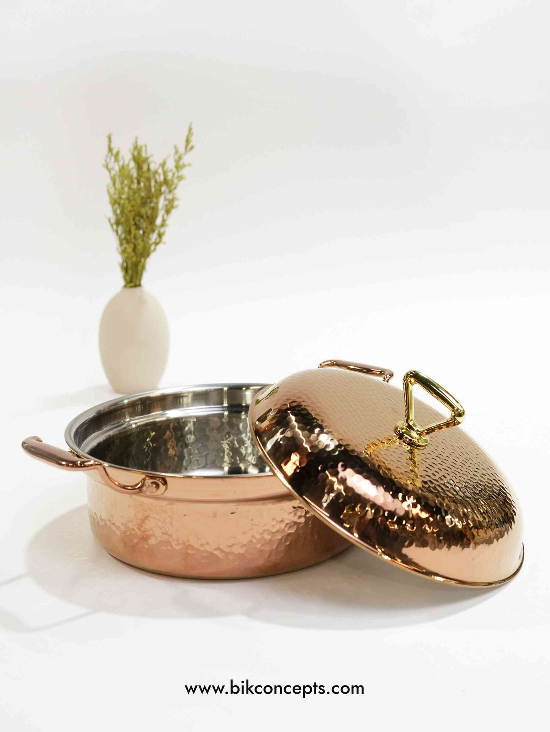 Rose gold hammered casserole, luxury serving dish