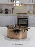 Rose gold cookware set, hammered stainless steel pots, 8 piece kitchen set, luxury pink gold pans, 7L casserole pot, deep fry pan with lid, designer cookware.