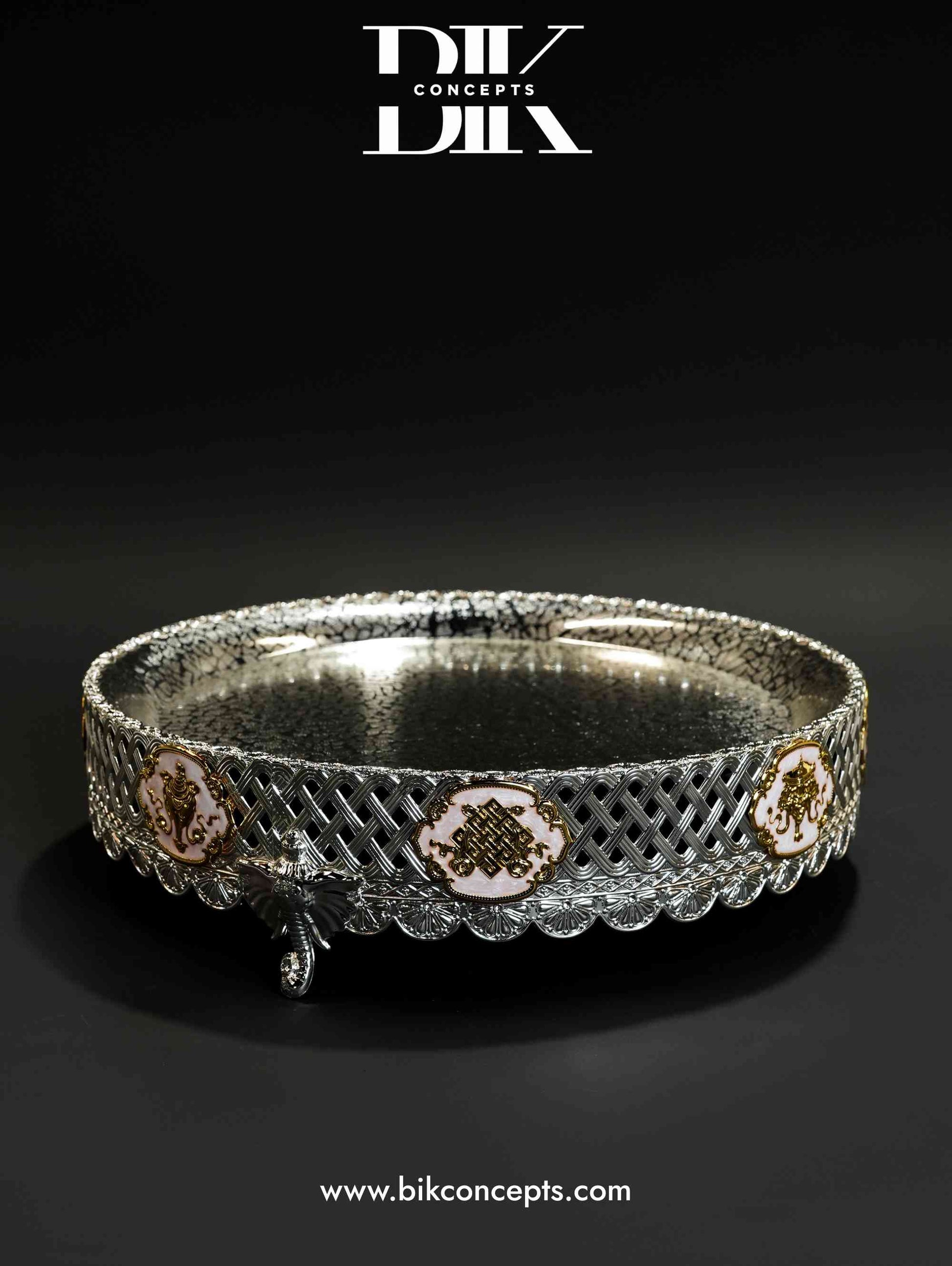 Rosepink elephant platter, pink pedestal serving tray