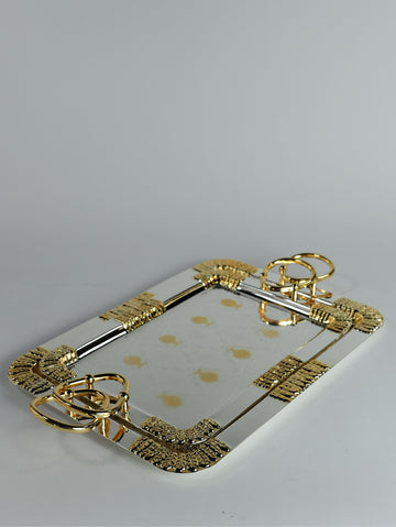 Royal Gold & Silver Serving Tray Set (2pc) | Luxury Rectangular Butler Trays