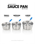 Commercial Aluminum Tapered Sauce Pan with Lid, Heavy Duty Saucepan with Blue Silicone Grip, Restaurant Quality Aluminum Sauce Pot 7 Qt, Hotel Kitchen Cookware 5.5 Qt Saucepan, Catering Service Tapered Sauce Pan 3.75 Qt, Induction Base Aluminum Saucepan, Ergonomic Handle Commercial Sauce Pot, Heavy Gauge Aluminum Saucepan Set