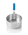 Commercial Aluminum Tapered Sauce Pan with Lid, Heavy Duty Saucepan with Blue Silicone Grip, Restaurant Quality Aluminum Sauce Pot 7 Qt, Hotel Kitchen Cookware 5.5 Qt Saucepan, Catering Service Tapered Sauce Pan 3.75 Qt, Induction Base Aluminum Saucepan, Ergonomic Handle Commercial Sauce Pot, Heavy Gauge Aluminum Saucepan Set
