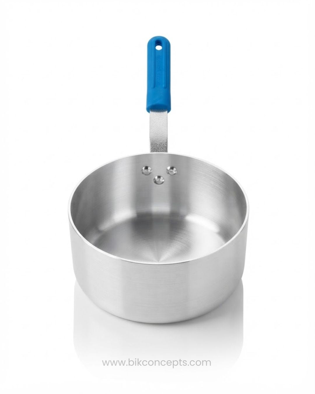 Commercial Aluminum Tapered Sauce Pan with Lid, Heavy Duty Saucepan with Blue Silicone Grip, Restaurant Quality Aluminum Sauce Pot 7 Qt, Hotel Kitchen Cookware 5.5 Qt Saucepan, Catering Service Tapered Sauce Pan 3.75 Qt, Induction Base Aluminum Saucepan, Ergonomic Handle Commercial Sauce Pot, Heavy Gauge Aluminum Saucepan Set