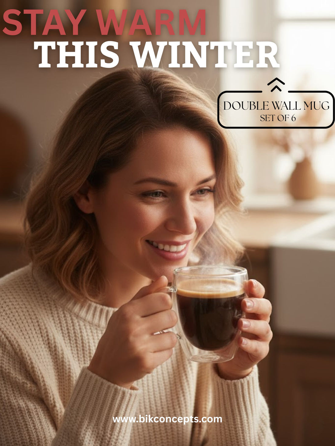 Double Wall Mug– Luxury Glassware Set | Set of 6