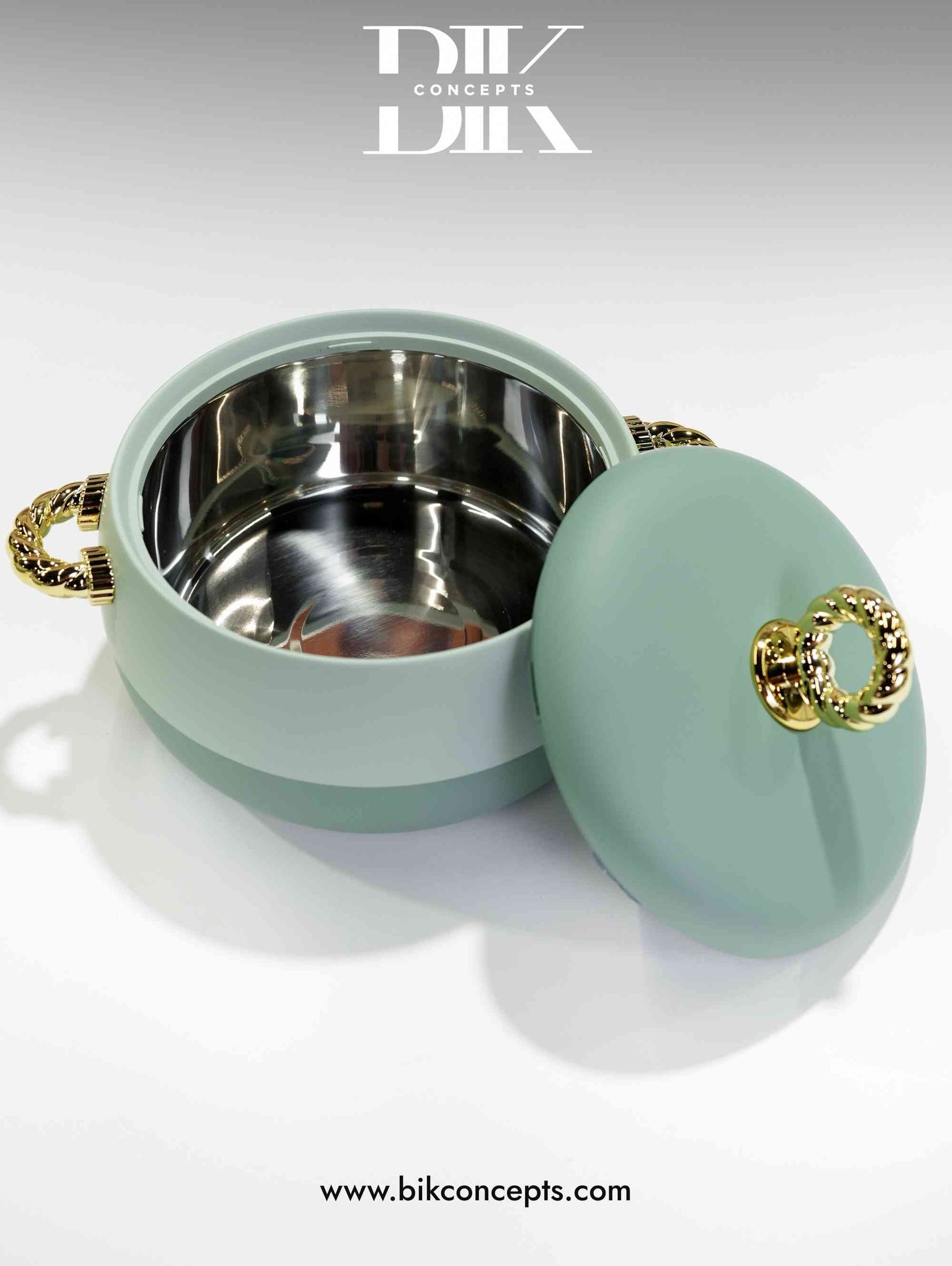 Green insulated casserole, sage kitchenware, mint food warmer set, hot pot for roti