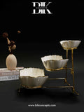 elegant wedding food stand, designer porcelain server, 3 tier porcelain bowl set