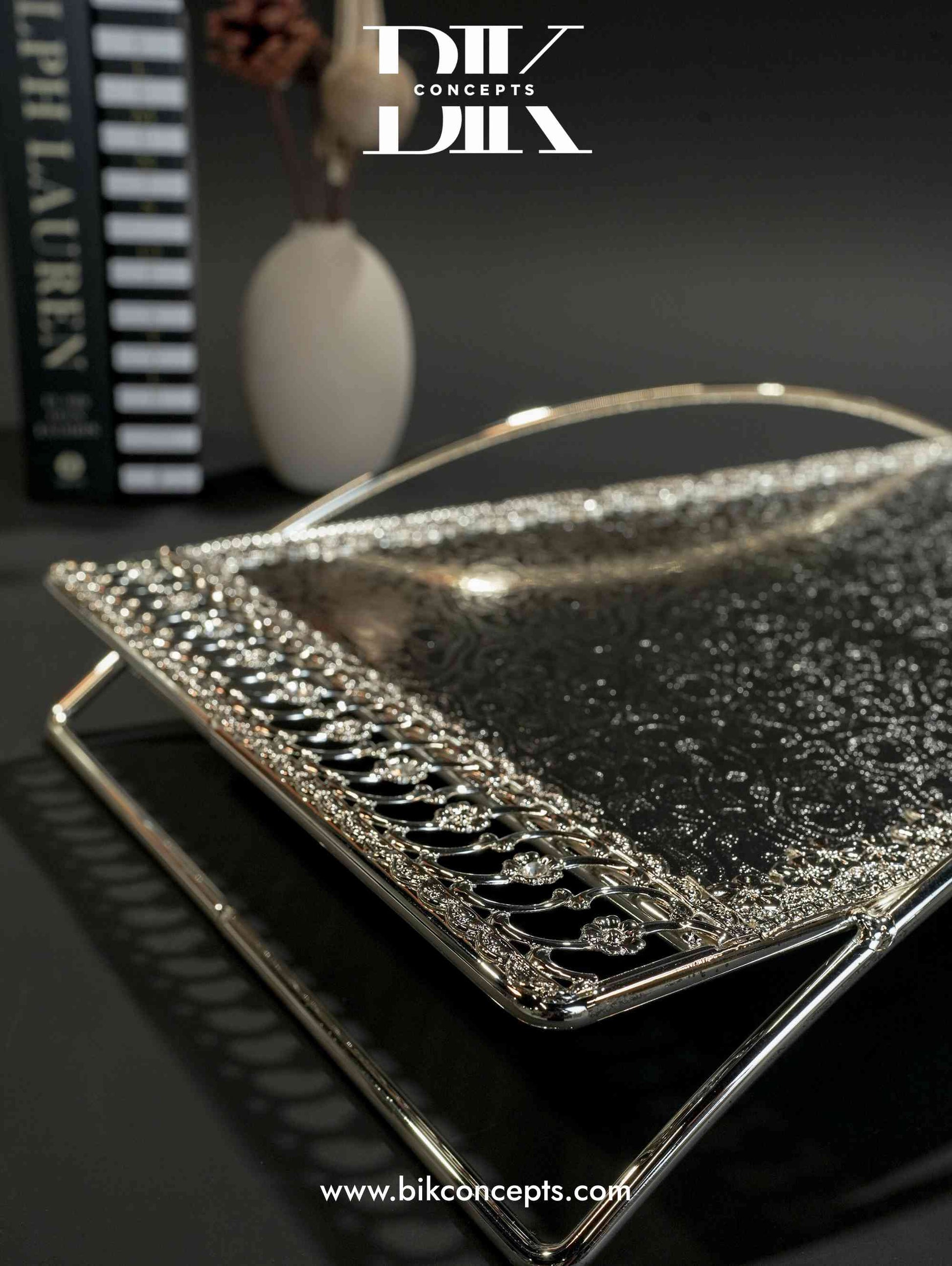 Silver arch tray, modern serving tray, luxury stainless steel server, geometric decorative tray, silver mirror finish tray, architectural centerpiece, designer host gift, 18 inch silver tray.