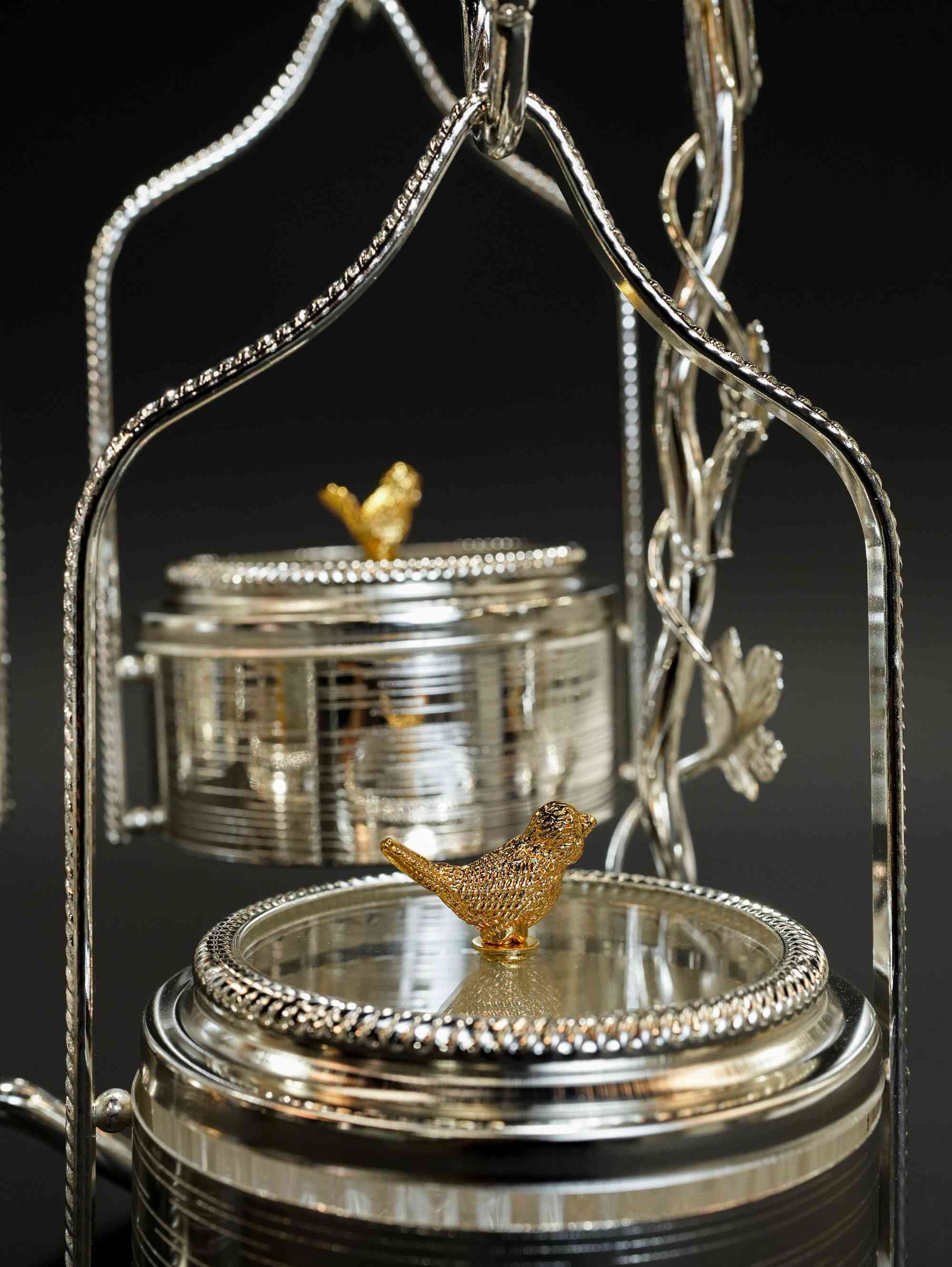 decorative bird centerpiece, 4 jar serving set, elegant wedding tableware