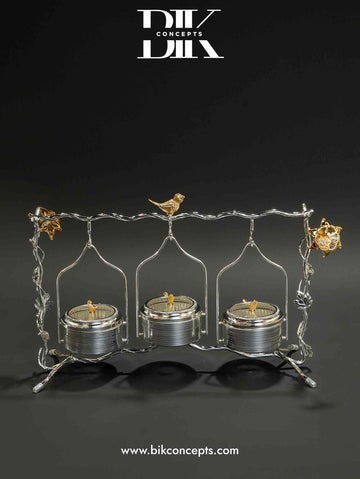 Silver Bird Triple-Swing Canister – Luxury 3-Tier Hanging Snack Server