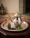 Silver Stainless Steel Tea Kettle, Moroccan Style Teapot with Engraved Pattern, Luxury Beverage Pot for Hotel Catering, High End Stainless Steel Teapot with Feet, Decorative Silver Tea Server Medium Large, Gooseneck Spout Stainless Steel Kettle, Luxury Afternoon Tea Pot, Commercial Catering Tea Server, Polished Silver Teapot with Hinged Lid, Traditional Metal Tea Kettle 1.7L 1.4L