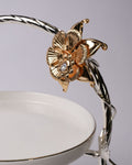 Silver 2 Tier Serving Platter, Luxury Two Tiered Dessert Stand, High End Catering Appetizer Stand, Porcelain and Silver Hi Tea Stand, Botanical Bird Afternoon Tea Platter, Footed 2 Tier Food Server, Upscale Wedding Dessert Display, Luxury Afternoon Tea Stand, Silver Metal Tiered Serving Stand, Designer Buffet Serving Tray, High Tea Tiered Cake Stand