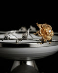 Silver Porcelain Pedestal Bowl, Luxury Decorative Fruit Bowl, High End Catering Centerpiece Bowl, Floral Bird Metal Serving Dish, White and Silver Decorative Bowl, Upscale Event Buffet Tableware, Luxury Wedding Centerpiece Bowl, Fine Porcelain Footed Bowl, Designer Tabletop Decor