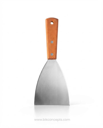 Stainless Steel Grill Scraper Set of 3, Wooden Handle Bench Scraper 4 Inch, Flat Top Griddle Cleaner Spatula, Commercial Restaurant Kitchen Scraper, Hotel Catering Dough Chopper Tool, Metal Dough Scraper with Wood Handle, Heavy Duty Barbecue Scraper Tool, Professional Metal Spatula Scraper