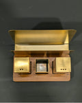 Brushed Gold Seasoning Set with Napkin Holder, Stainless Steel Salt Pepper Shaker Napkin Organizer, Commercial Hotel Tabletop Caddy Set, Luxury Catering Salt and Pepper Set with Tissue Holder, Gold Tabletop Condiment Caddy with Wooden Base, Modern Hotel Restaurant Table Organizer, Gold Spice Shaker Set with Toothpick Holder, Compact Tabletop Caddy 5.5 x 3.8 Inch, Decorative Gold Stainless Steel Condiment Holder, Multi-Function Dining Table Seasoning Set