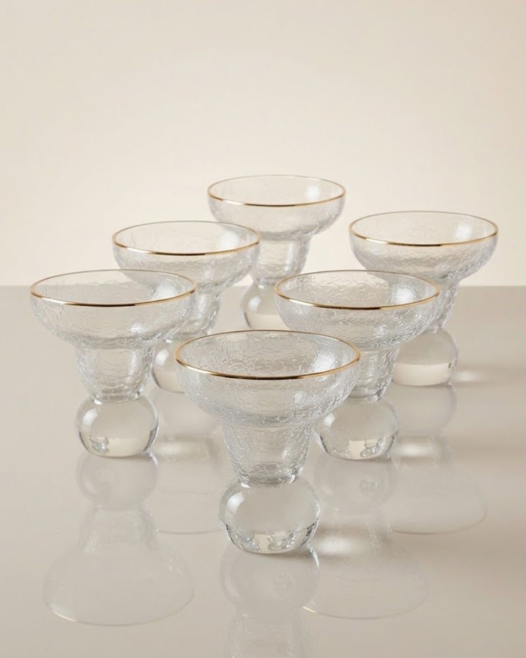 Textured Glass Dessert Bowls, 7 oz Ice Cream Cups Set of 6, Ball Base Sundae Dishes, Gold Rimmed Cocktail Coupe Glasses, Rippled Texture Parfait Glass, Heavy Duty Dessert Glasses for Catering, Commercial Catering Drinkware USA, Textured Sorbet Cups, Vintage Style Ball Base Glassware, Decorative Gold Rimmed Dessert Glasses