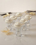 Textured Glass Dessert Bowls, 7 oz Ice Cream Cups Set of 6, Ball Base Sundae Dishes, Gold Rimmed Cocktail Coupe Glasses, Rippled Texture Parfait Glass, Heavy Duty Dessert Glasses for Catering, Commercial Catering Drinkware USA, Textured Sorbet Cups, Vintage Style Ball Base Glassware, Decorative Gold Rimmed Dessert Glasses