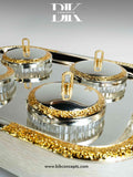 mirrored snack dish, elegant wedding tableware, 4 jar candy set
