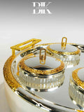 decorative round candy dish, elegant wedding snack server, designer hospitality tray