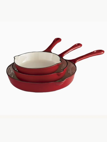 3 Pcs Set | Enameled Cast Iron Skillet