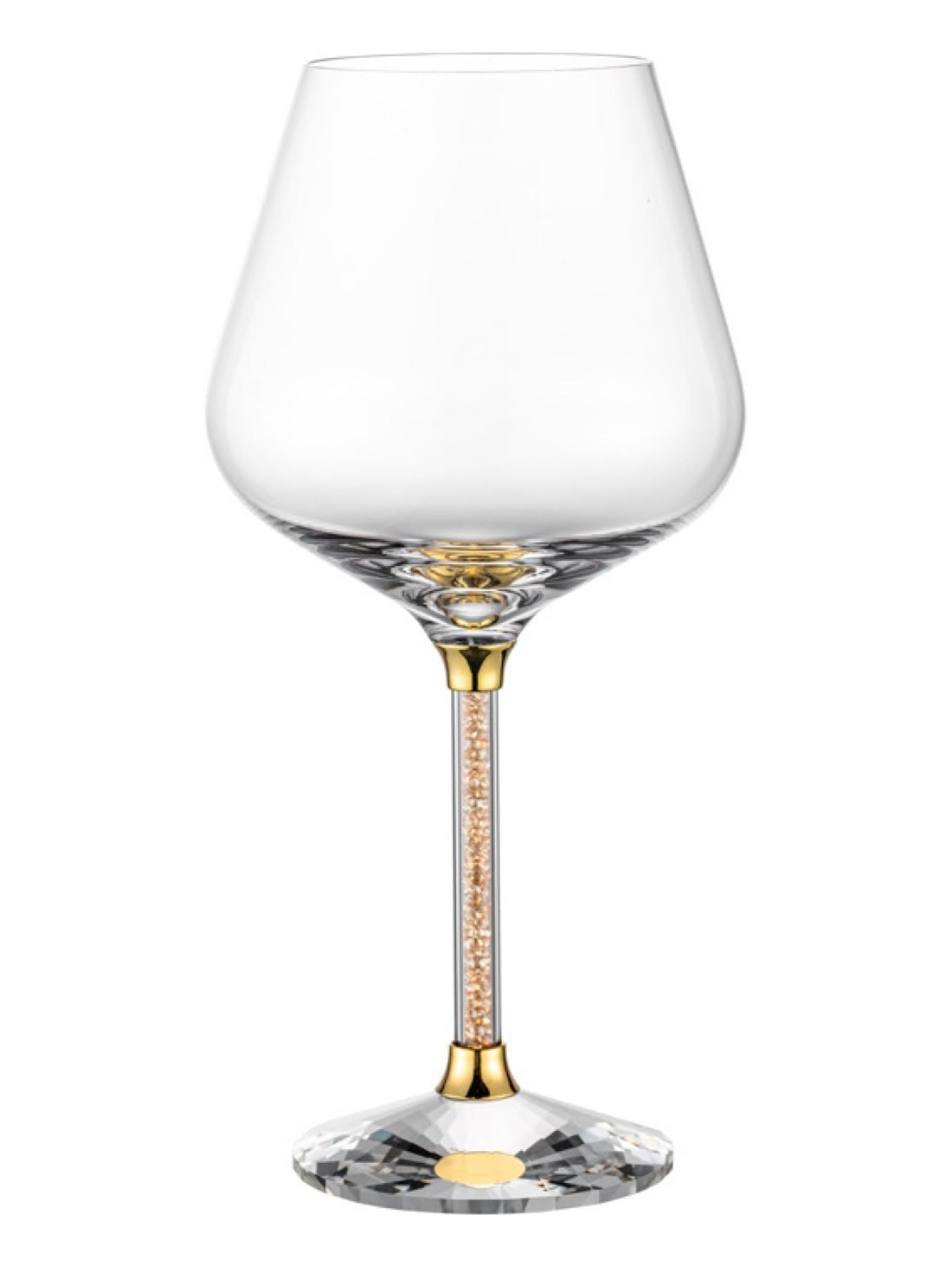 Burgundy Glassware Set with Swarovski Golden Stem | Set of 6