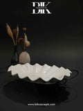 White wavy serving bowl, porcelain bowl on stand, luxury main course server, 
