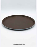 Buy bulk serving trays, best non-slip trays for bars, affordable restaurant supplies, professional waiter gear, heavy-duty round trays for sale, Brown non-slip serving tray, round waiter tray set, non-skid restaurant trays, professional bar tray 6 pack, rubber grip food tray, brown plastic serving platter, commercial beverage server