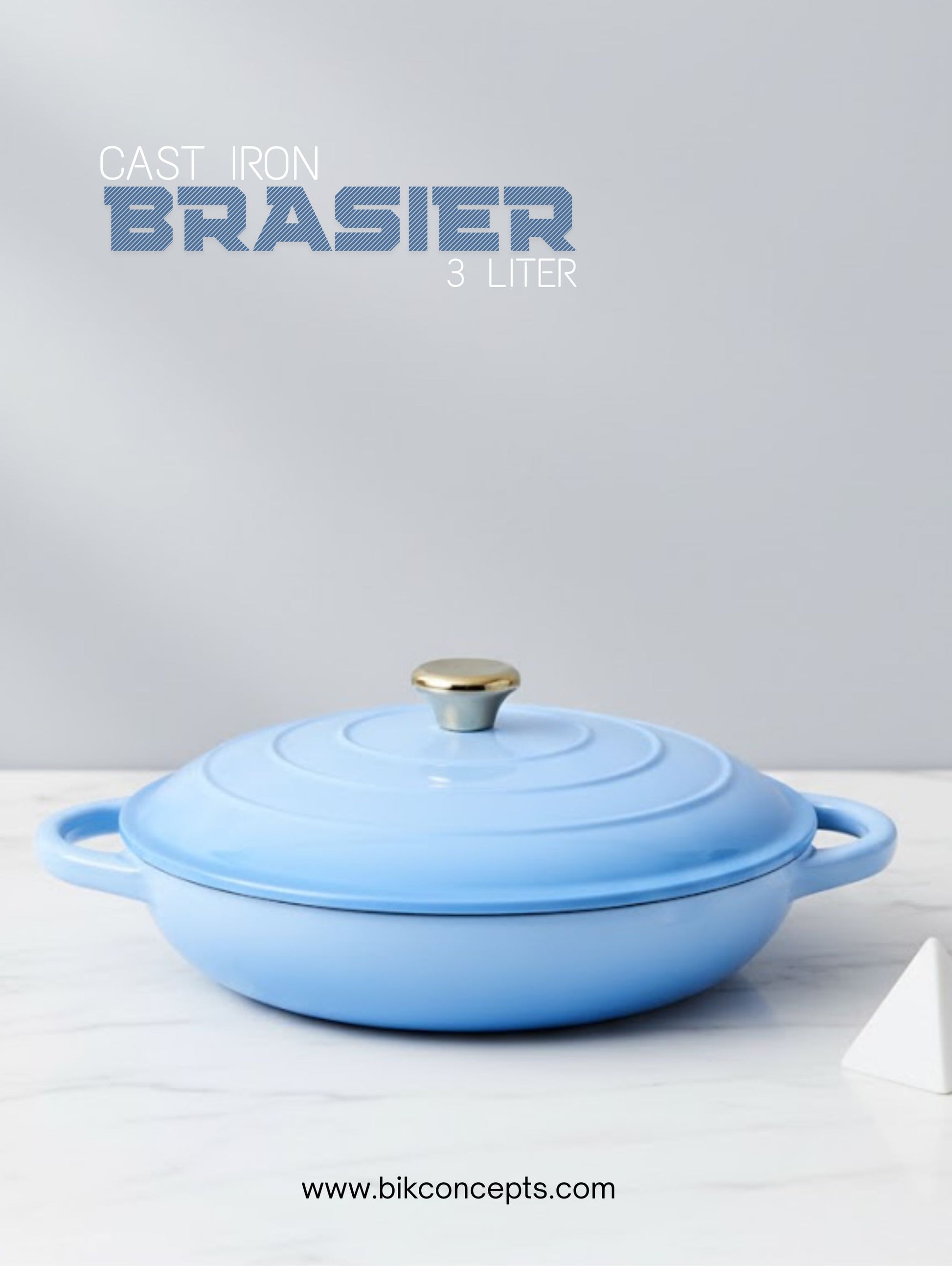 enameled cast iron braiser, cast iron braiser with lid, braiser pan for slow cooking, enameled cast iron casserole pan, cast iron braising pan, braiser for searing meat, cast iron sauté pan with lid, premium cast iron cookware, enameled braiser pan for stovetop and oven, cast iron braiser for stews, durable enamel coated braiser, braising pan with lid, cast iron cooking pan, BIK Concepts cast iron braiser
