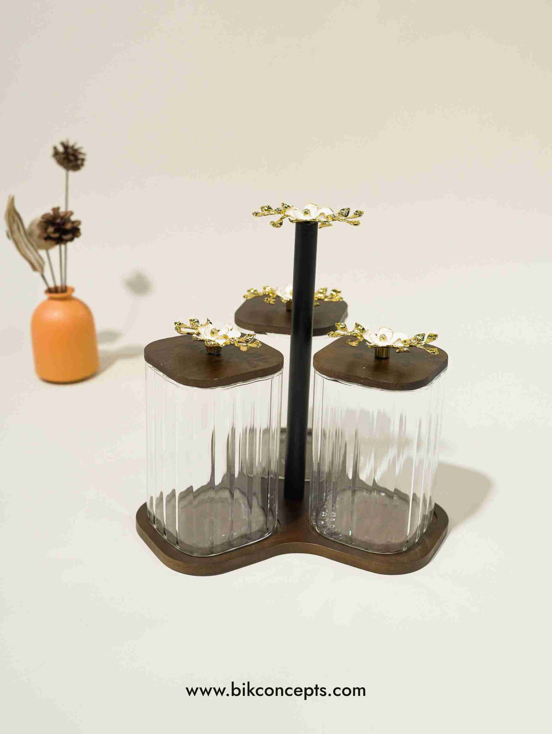 3 portion condiment set, acrylic spice server, wooden candy tray, clear nut bowl set, modern condiment caddy, acrylic and wood appetizer server