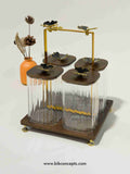 acrylic condiment set, wooden spice rack, 4 portion serving tray, candy display box, modern nut server, acrylic dipping set with wood base