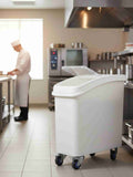 food grade plastic ingredient bin for restaurants, mobile dry ingredient storage container commercial kitchen, restaurant bulk ingredient storage bin white plastic