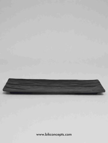 14 inch long platter, onyx melamine tray, black sushi platter, shatterproof bread tray, unbreakable appetizer server, matte black dinnerware