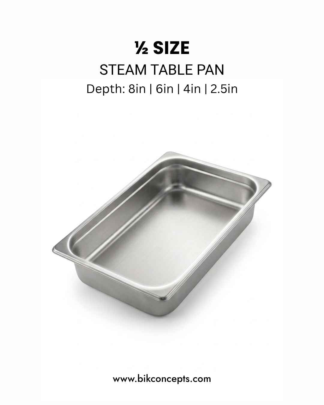 1/2 Size Anti-Jam Stainless Steel Steam Table Pan - 2.5